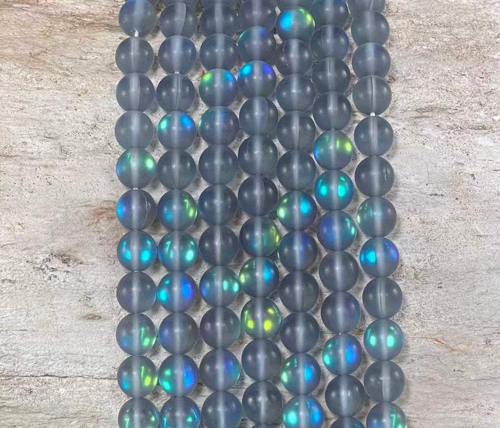 Matte Mermaid Glass Beads aka Mystic Aura Quartz, Round 6mm 8mm