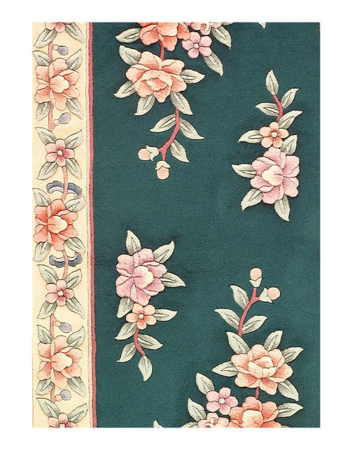 Canvello Genuine Handmade Rug Green Chinese Art Deco Area Rug for Living Room Home Decor Rug - 3' X 5'