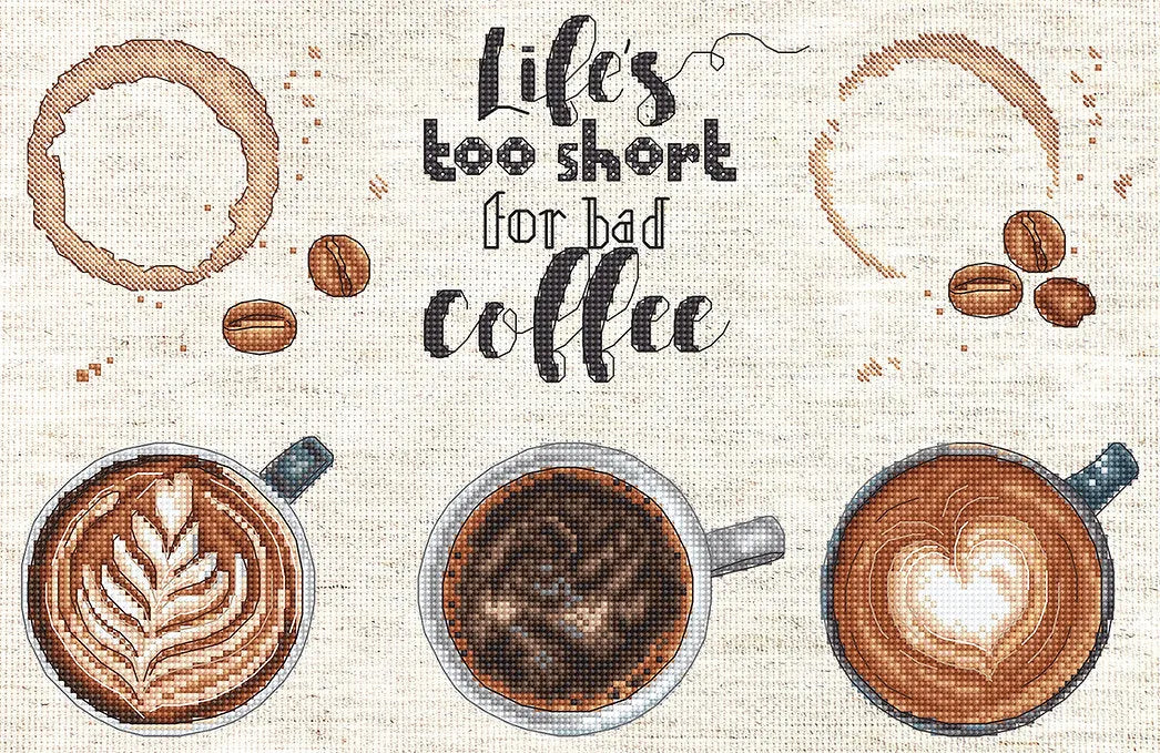 Life's Too Short for a Bad Coffee Counted Cross Stitch Kit by Letistitch L8097